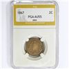 Image 1 : 1867 Two Cent Piece PGA AU55 DDO