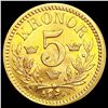 Image 2 : 1901 Sweden .0648oz Gold 5 Kronor GEM BU