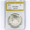 Image 1 : 1921 Silver Peace Dollar PGA MS61 High Relief