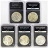 Image 1 : 1923-1926 Set (5) Silver Peace Dollar