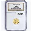 Image 1 : 1999 $5 1/10oz American Gold Eagle NGC MS69