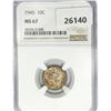 Image 1 : 1945 Mercury Silver Dime NGC MS67