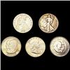 Image 1 : (5) Misc Half Dollars (1876, 1923-S, 1938-D, 1948