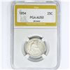 Image 1 : 1854 Seated Liberty Quarter PGA AU50 Arrows
