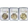 Image 1 : 1974 Set (3) Eisenhower Silver Dollars NGC MS65