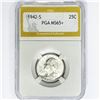 Image 1 : 1942-S Washington Silver Quarter PGA MS65+