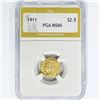 Image 1 : 1911 $2.50 Gold Quarter Eagle PGA MS66