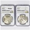 Image 1 : 1923 Set (2) Silver Peace Dollar NGC MS63