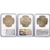 Image 2 : 1974 Set (3) Eisenhower Silver Dollars NGC MS65