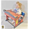 Image 1 : PROCELAIN FACED DOLL WITH WOODEN DESK