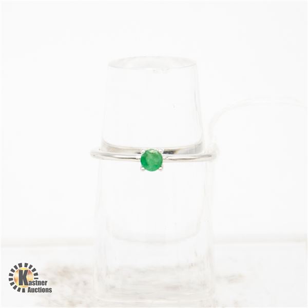 #213-NATURAL UNTREATD EMERALD  RING SZIE 6.5