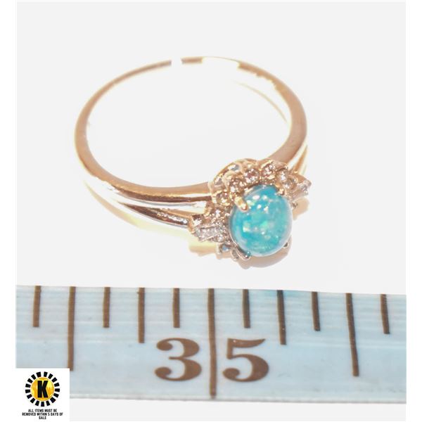 NEW .925 STAMPED SILVER OVAL "TURQUOISE" RING SZ