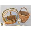 Image 1 : 5 HAND WOVEN REED & ASSTD BASKETS. ESTATE