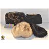 Image 1 : HAT BOX WITH 2 VINTAGE LADIES FUR HATS /W HANDBAGS