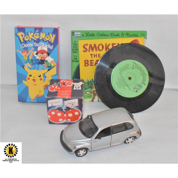 COLLECTIBLE LOT - POKEMON VHS, DIECAST CAR, 1960'S