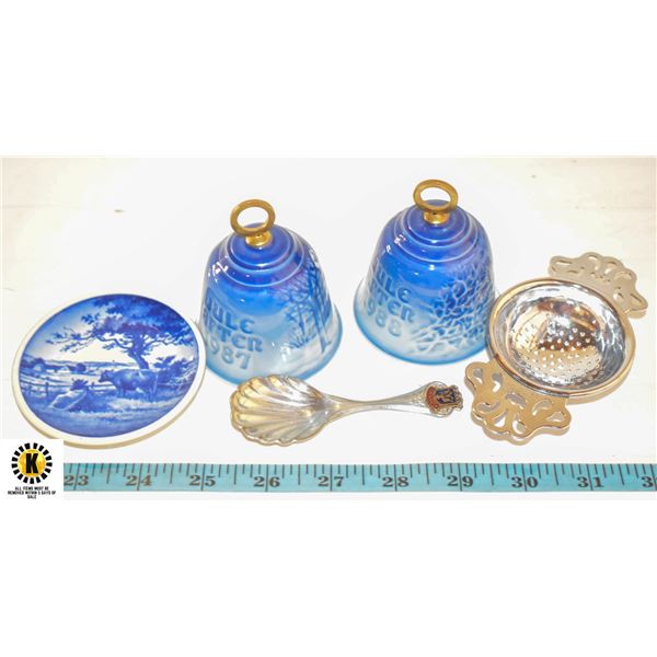 2 BING & GRONDAHL BELLS & ROYAL COPENHAGEN PLATE