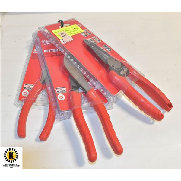 MILWAUKEE 3 PIECE WIRE PLIER SET AND STRIPPERS
