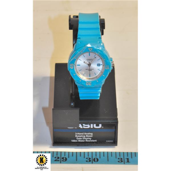 LADIES BLUE CASIO WATCH WITH BOX AND NEW BATTERY