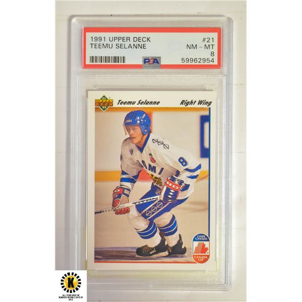 TEEMU SELANNE ROOKIE PSA 8