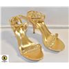 NEW LADIES GOLD & RHINESTONE HEELS SIZE 8.5