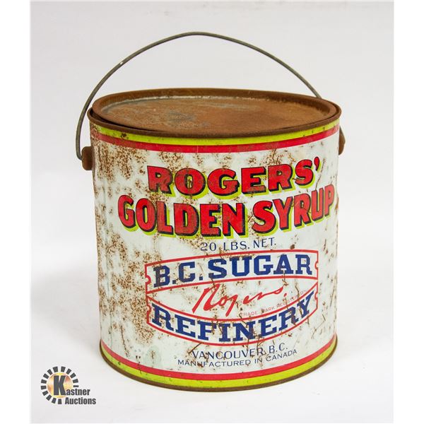 ANTIQUE 20 LB ROGERS SYRUP CAN WITH LID - EMPTY