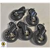 Image 1 : SET OF 5 CASTER WHEELS RUBBER SWIVEL