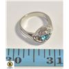 Image 1 : AQUA CZ FLOATING STONE RING, SIZE 7,