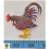 Image 1 : ROOSTER BROOCH WITH RED, PURPLE