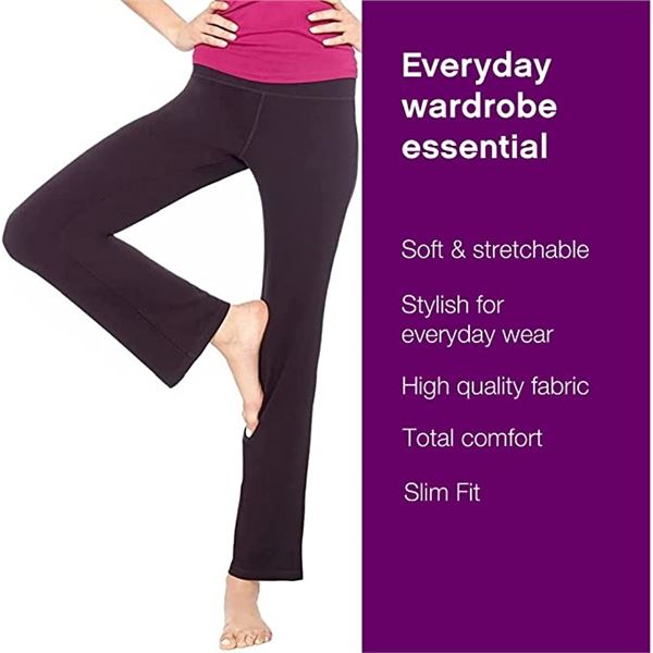 NEW NO NONSENSE WOMEN'S SPORT YOGA PANTS, LARGE