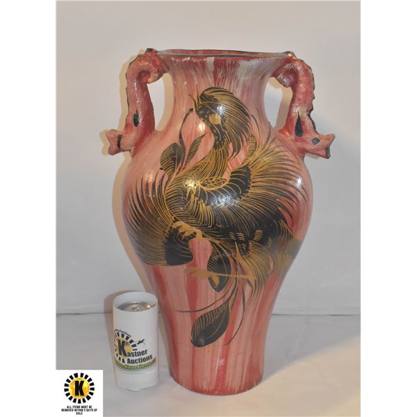 20  TALL ASIAN PEACOCK MOTIF VASE