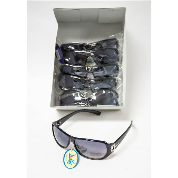 6 PAIRS OF BLACK DESIGNER SUNGLASSES