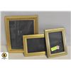 Image 1 : SET OF 3 BRASS FRAMED PICTURE FRAMES