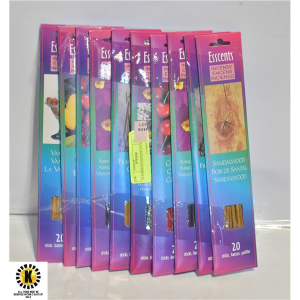 10 ASSORTED INCENSE STICKS