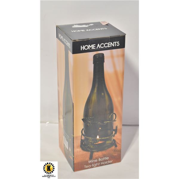 HOME ACCENTS PATIO WINE BOTTLE TEA-LIGHT HOLDER