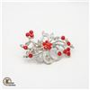 Image 1 : SMALL VINTAGE SILVER TONE W/ POPPY RED