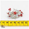 Image 2 : SMALL VINTAGE SILVER TONE W/ POPPY RED