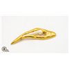 Image 1 : MEDIUM ORGANIC SHAPED GOLD TONE BROOCH