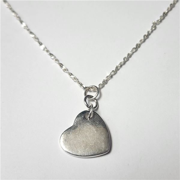 BZ1428-40 SILVER HEART SHAPE 16" NECKLACE