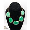 17" GOLD TONE NECKLACE FEATURING LARGE JADE