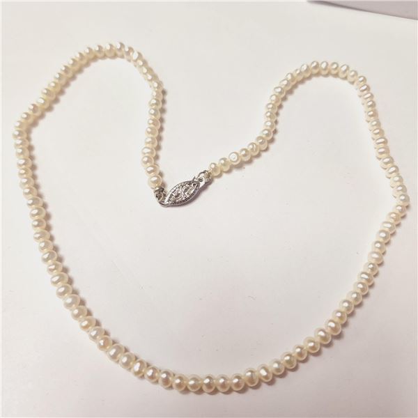 BZ1521-146 SILVER PEARL 16" NECKLACE