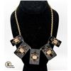 19" GOLD TONE NECKLACE W/ BLACK ACRYLIC