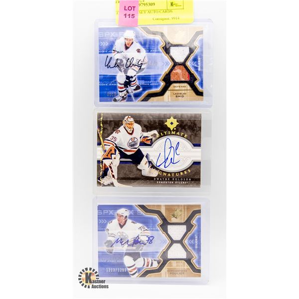 LOT OF 3 JERSEY AUTO CARDS