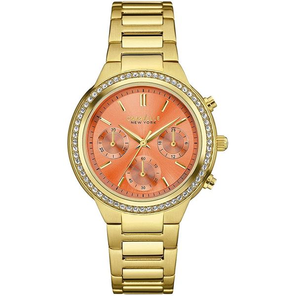 NEW CARAVELLE NEW YORK GOLD TONE TRIPLE CHRONO