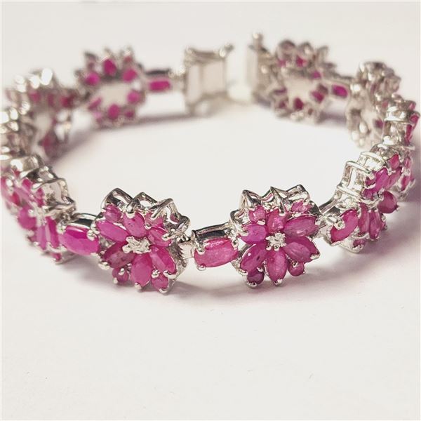 BZ1521-144 SILVER RUBY 7.5" BRACELET