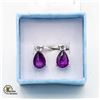Image 1 : NEW .925 PURPLE STONE EARRINGS IN GIFT BOX