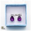 NEW .925 PURPLE STONE EARRINGS IN GIFT BOX