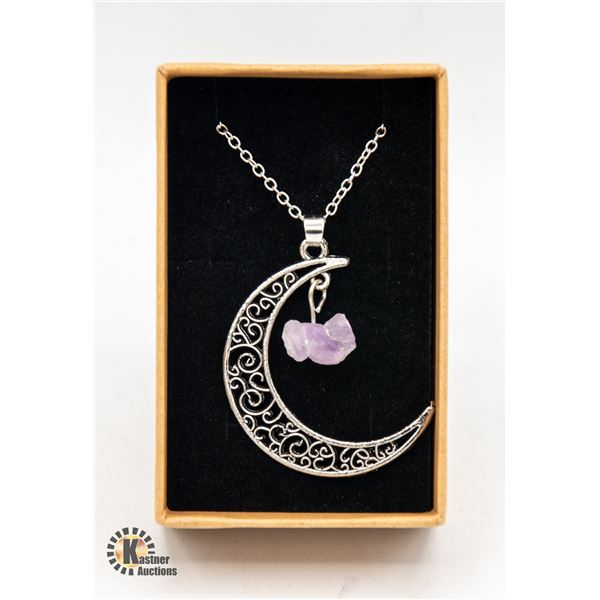 NEW CRESCENT MOON GENUINE AMETHYST