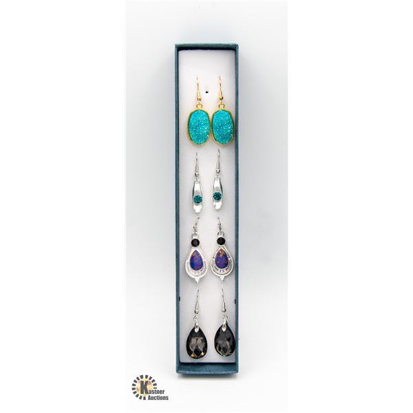 4 NEW PAIRS OF EARRINGS IN GIFT BOX