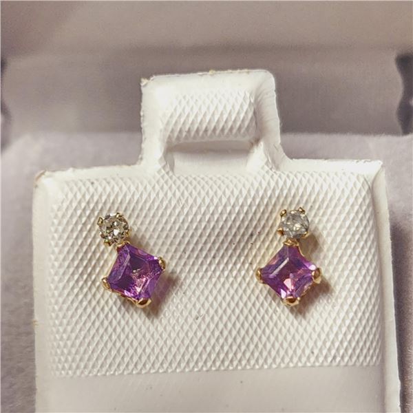 BZ1521-131 10K AMETHYST/DIAMOND EARRINGS