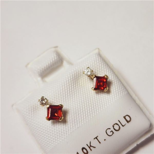 BZ1521-102 10K GARNET/DIAMOND EARRINGS